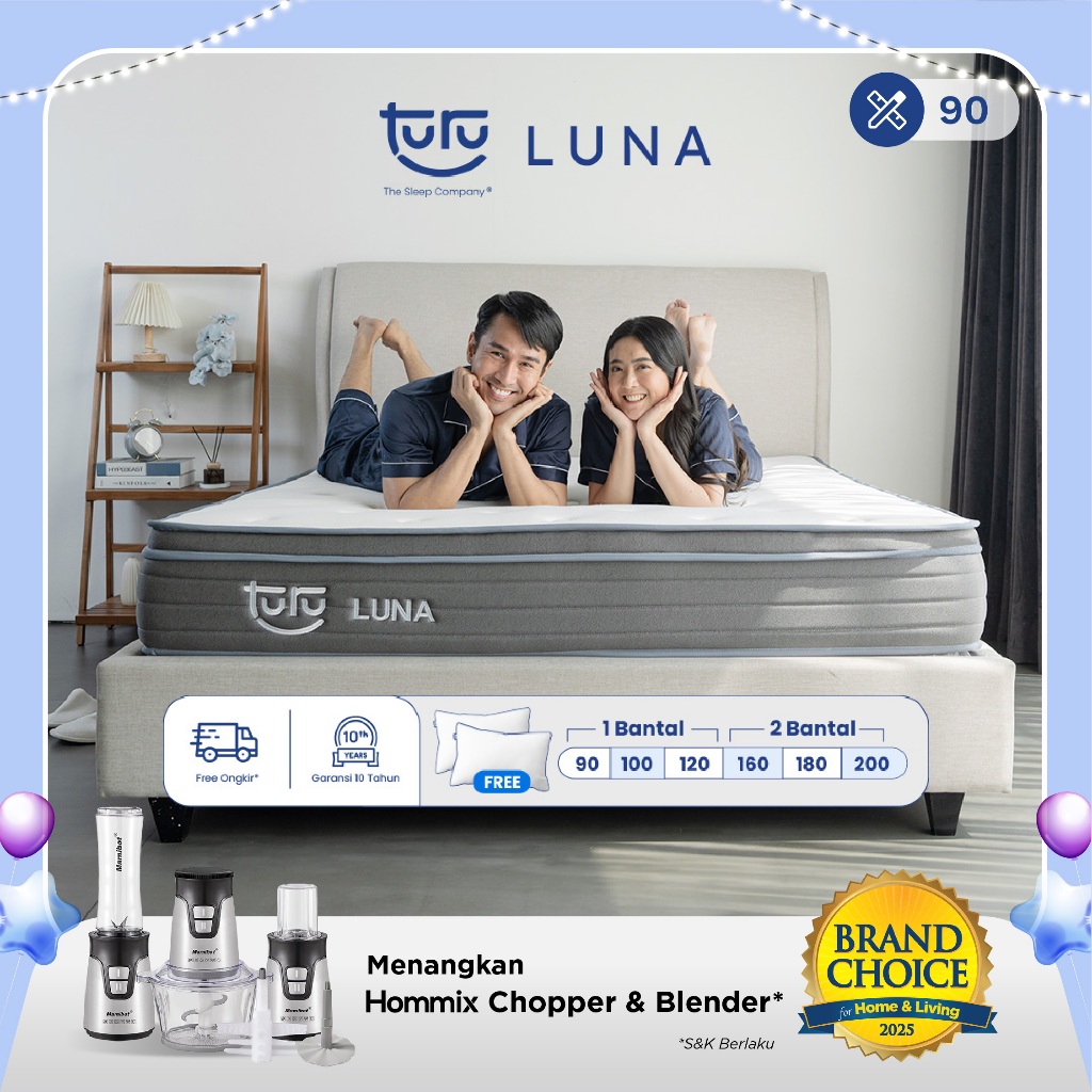 Kasur Busa Premium TURU LUNA Plush Top Natural Latex ukuran 90x200