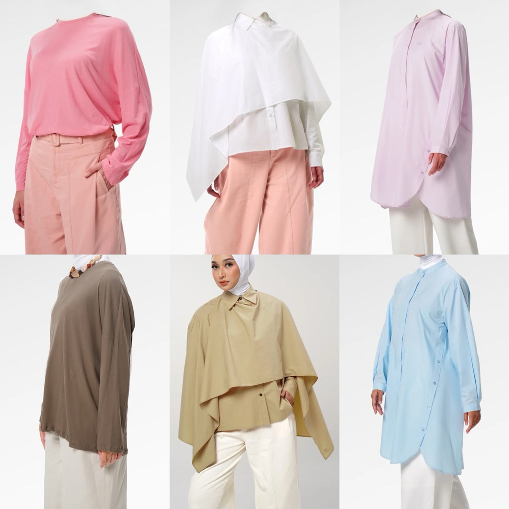 [baca deskripsi‼️] BENANG JARUM RUUNA T-SHIRT KAOS COTTON RHEA CAPE SHIRT WHITE KHAKI CASSANDRA SHIR