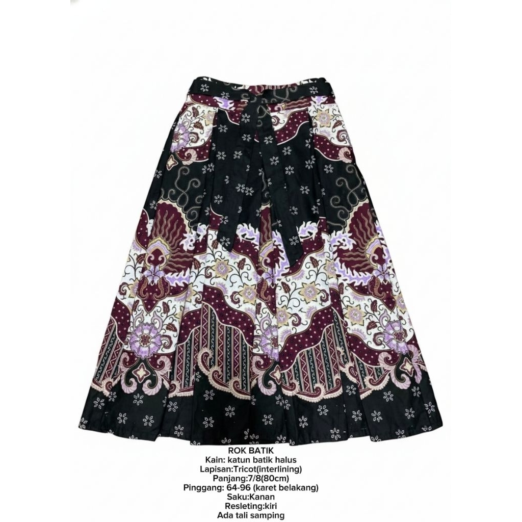 MOTIF CLITORIA UNGU ROK BATIK MODERN LAPIS TRICOT/ROK BATIK 7/8 BAWAHAN BATIK KAIN KATUN HALUS BAWAH
