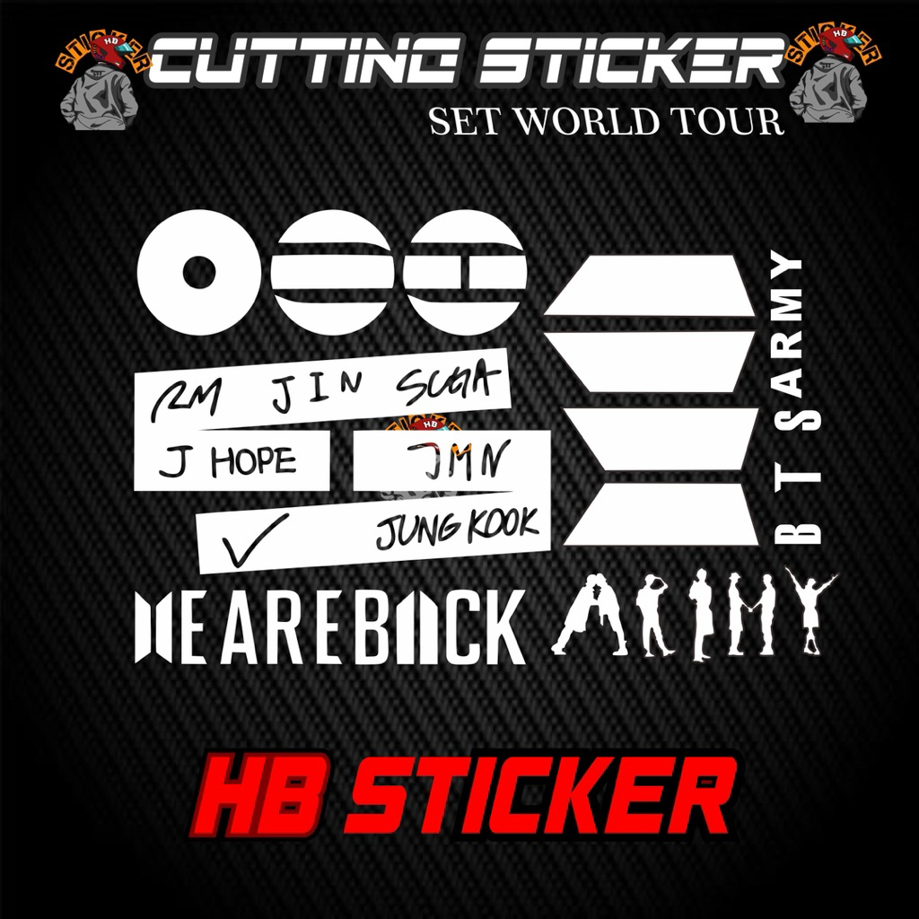 Sticker cutting set logo album ariarang bts army member bts tulisan weareback Stiker cuting berkuali
