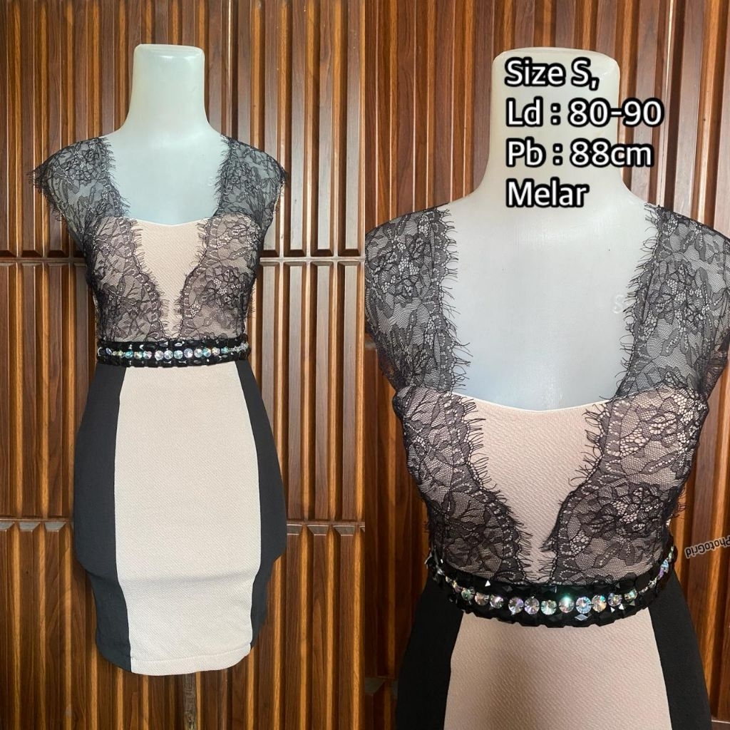 Mini dres dusty pink mix brukat sexy dres wanita