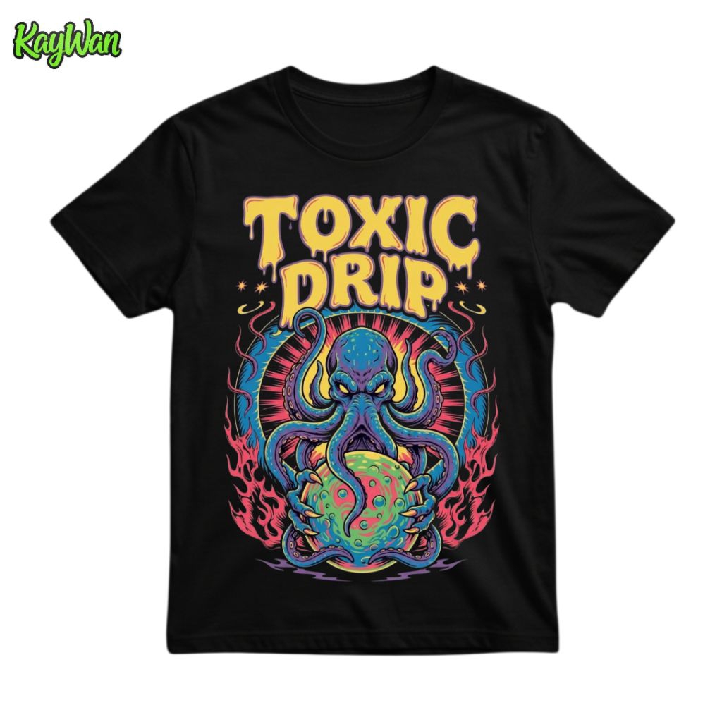 Baju Kaos Tshirt Octopus Toxic Drip Combed 24s Unisex Pria Wanita