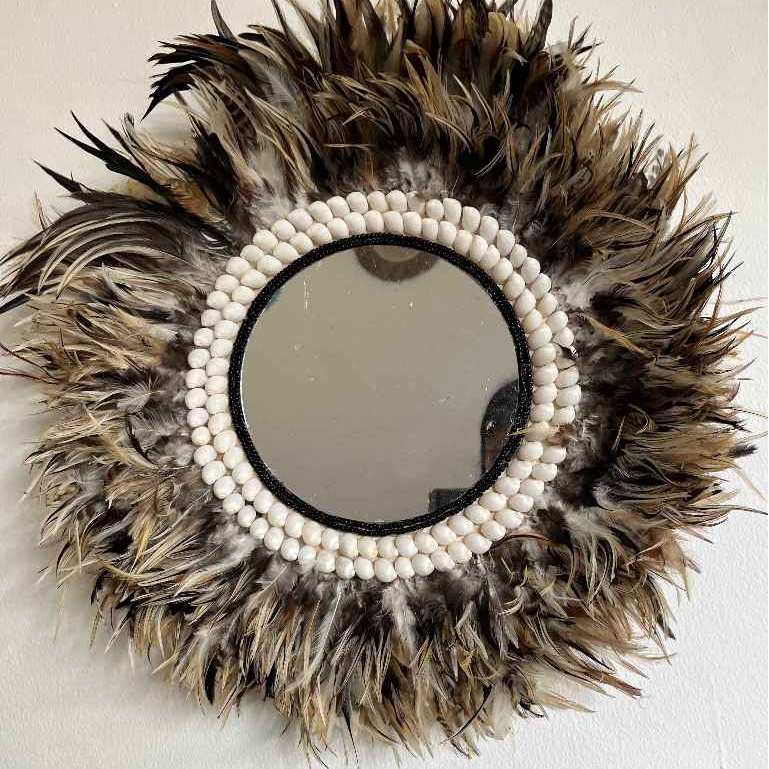 [PREMIUM] Hiasan Dinding Bulu & Kerang Etnik Bali / Cermin Dekorasi Boho Wall Decor