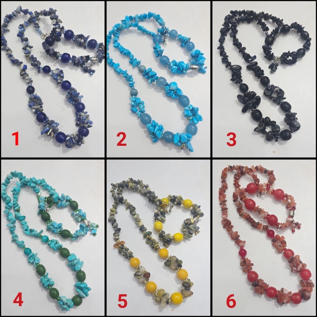 BEST Seller satu set kalung dan gelang batu kerikil martapura kalimantan (pendek)  banyak pilihan wa