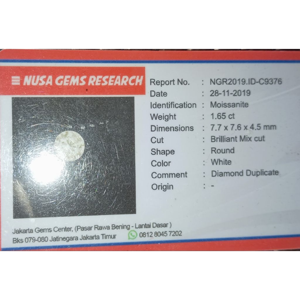 Cincin Mata Batu White Moissanite (Diamond Simulants) Premium +Memo (Kolektor Item)