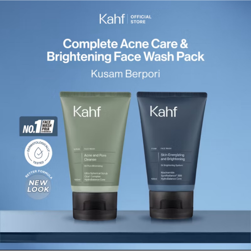 KAHF Acne Care & Brightening Face Wash Pack 100 ml- Wajah Glowing, Cerah, Anti Ketarik, & Bebas Kusa