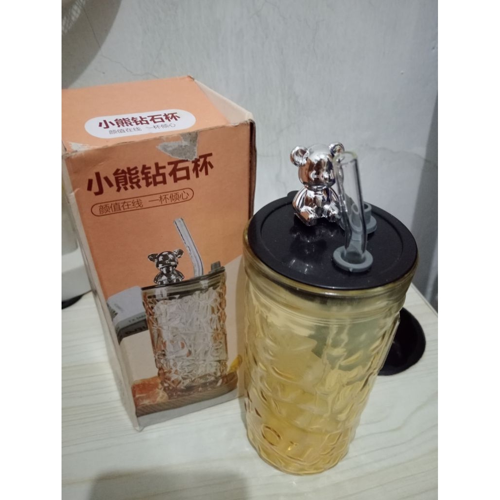 Tumbler Kaca Beruang Estetik Premium