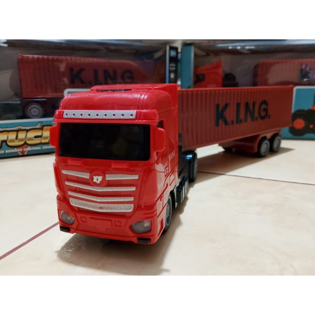 889 Mainan Truk Kontainer RC Remote Control K.I.N.G Truck Panjang Merah Anak