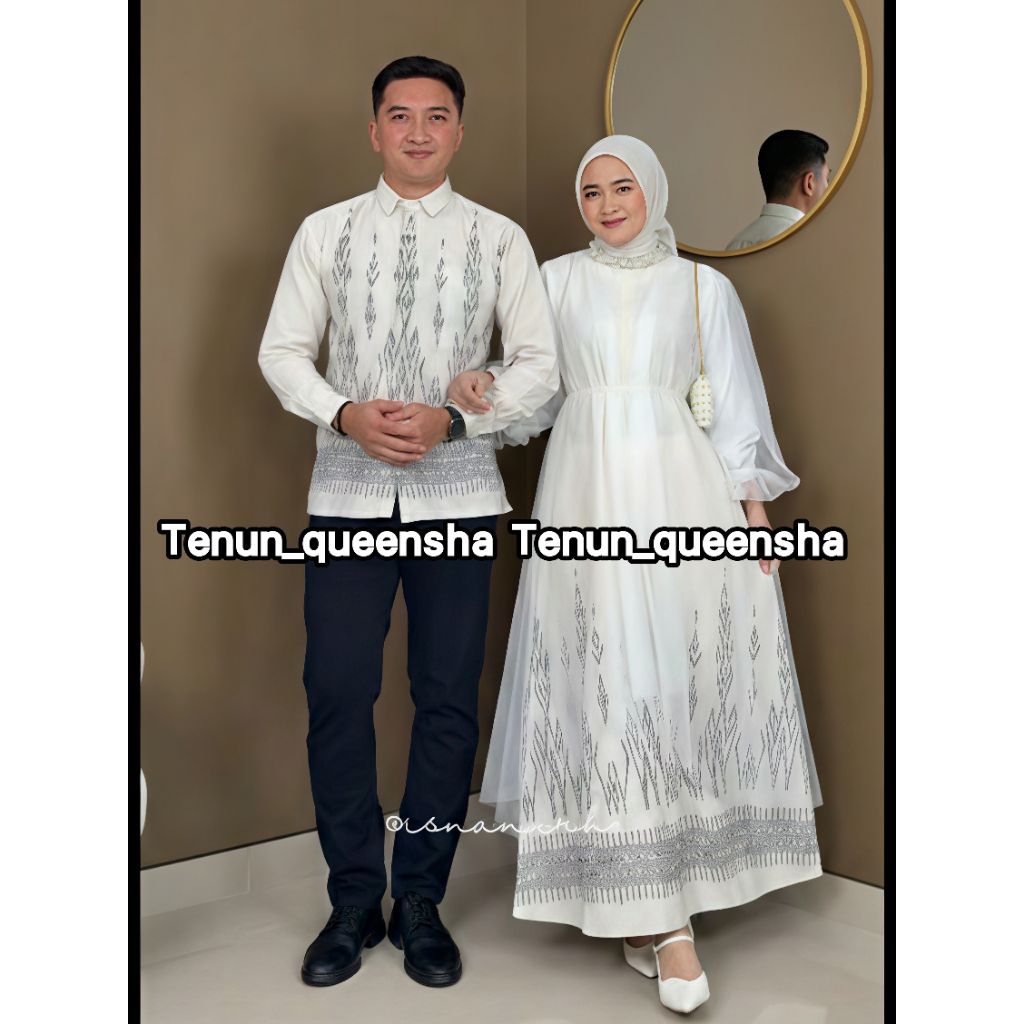 ( TANPA BELT ) Daisha Gamis tenun (busui frendly) Kombinasi Tile dan polos syakila premium (Outernya