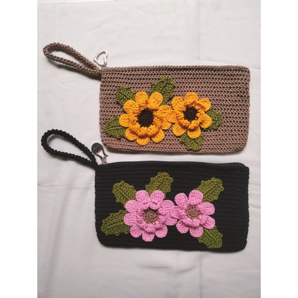 Dompet Rajut Bunga/ Dompet Hp Rajut/Dompet Handmade
