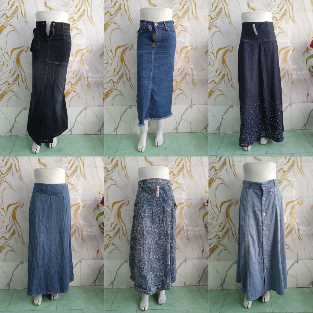 ROK JEANS PANJANG // ROK JEANS KLOK A // ROK JEANS SPAN