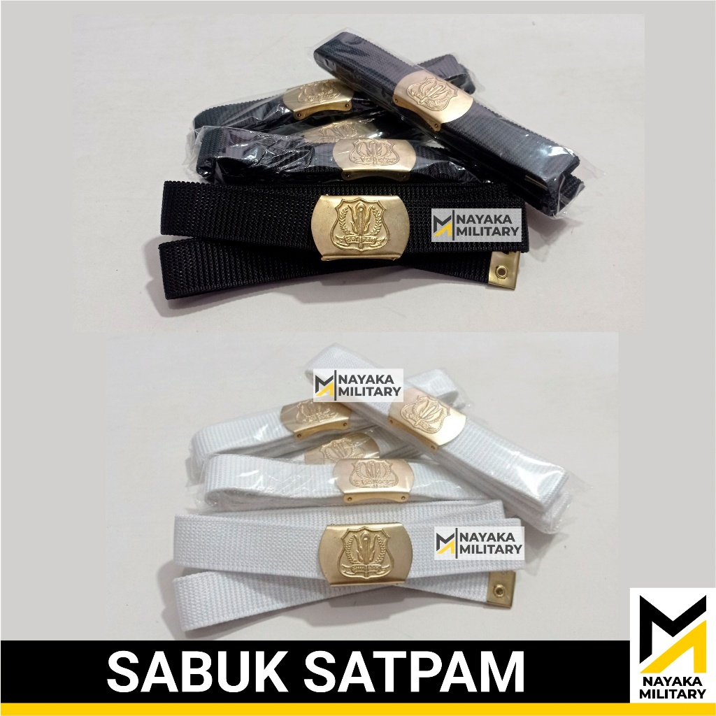 Sabuk Satpam Kecil Hitam Ikat Pinggang Putih Security Gesper Laki Cowok Nayaka Military KBK