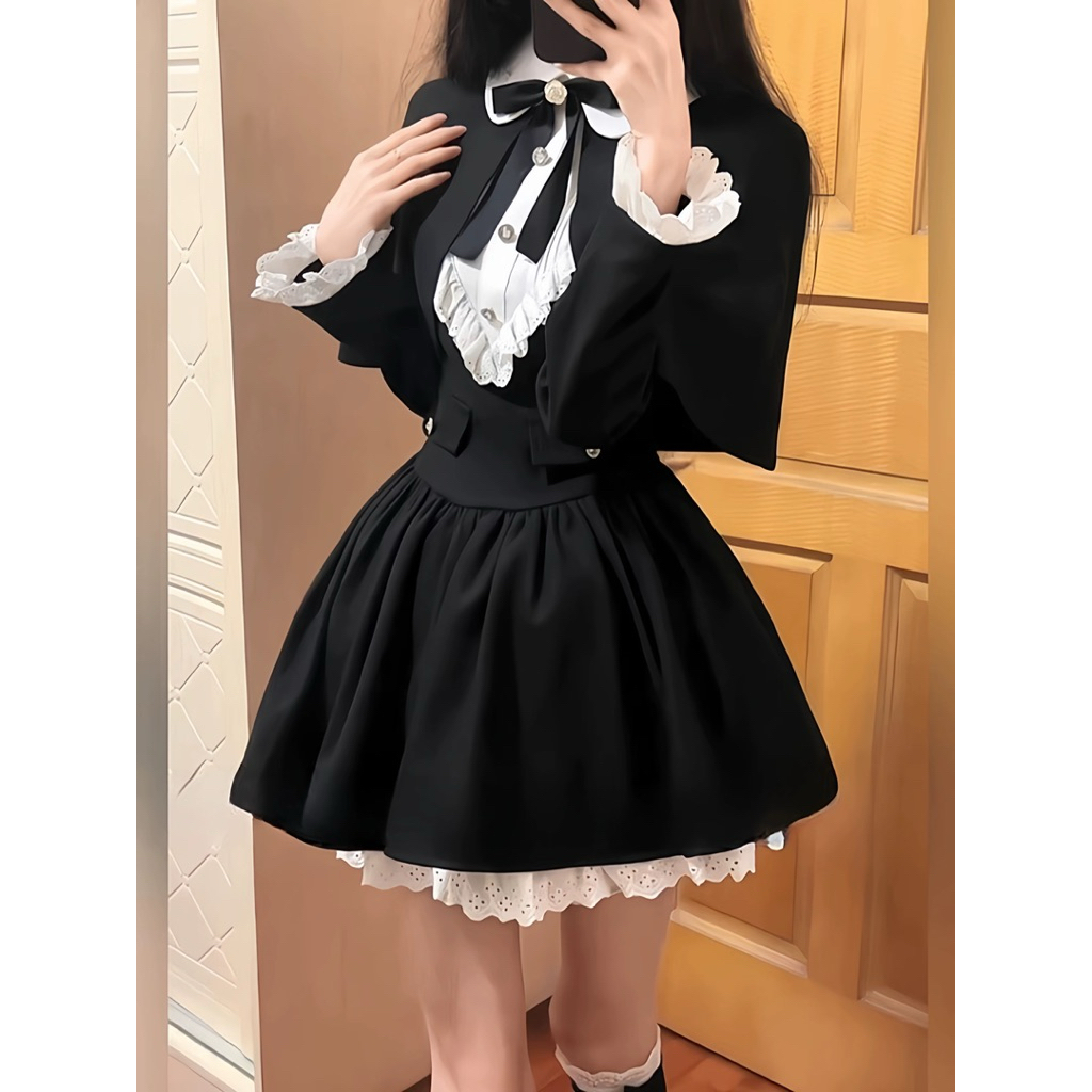 READY Lolita Rojita Black and White + Cloak (S)
