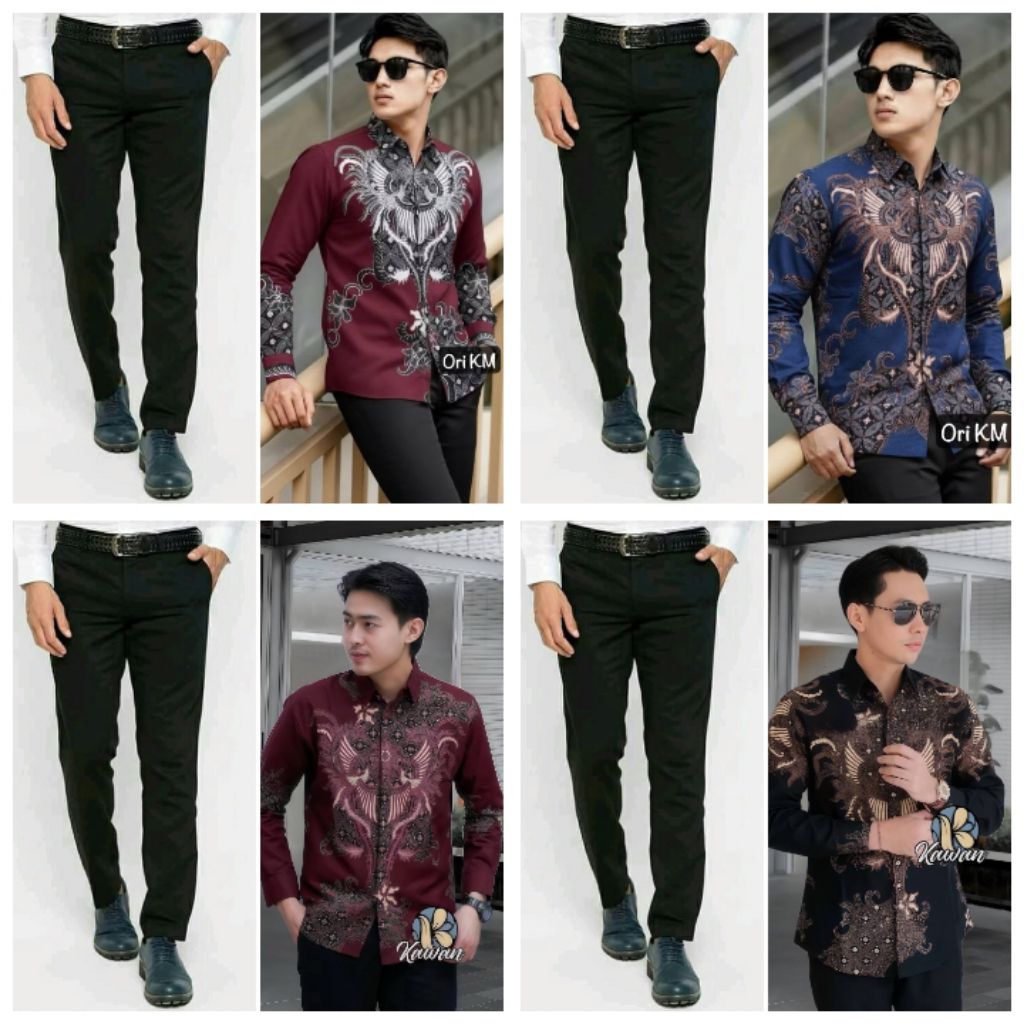 outfit cowok kondangan 1 set kemeja dan celana slimfit