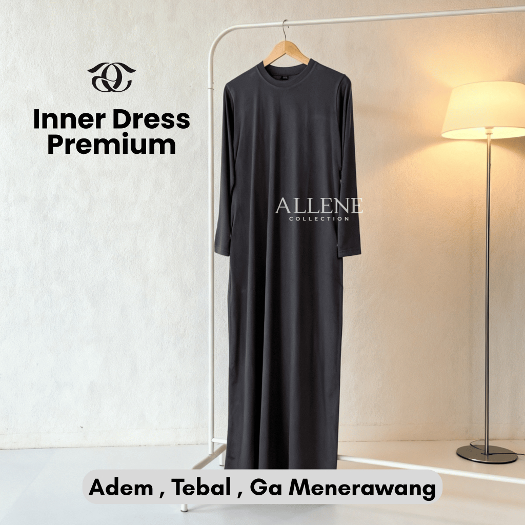 Inner Dress Muslim Panjang Gamis Manset Premium Putih Tebal Adem Rayon