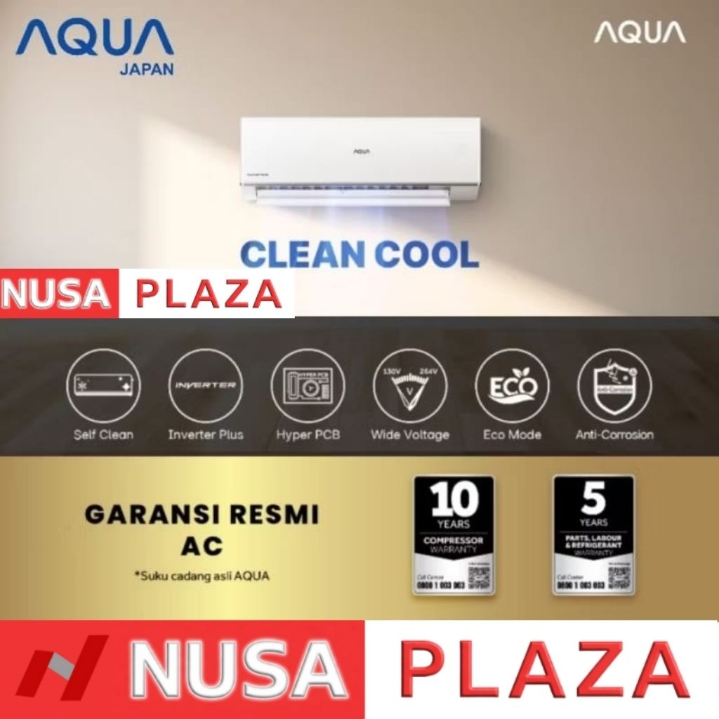 AC AQUA INVERTER 1 PK AQA-KR/CR-09VQCL SELF CLEAN + ANTI KARAT (KHUSUS MEDAN)