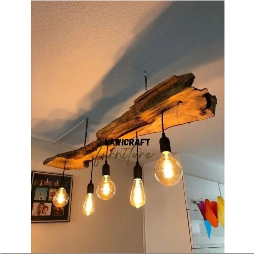 LAMPU GANTUNG KAYU JATI LAMPU HIAS AESTHETIC