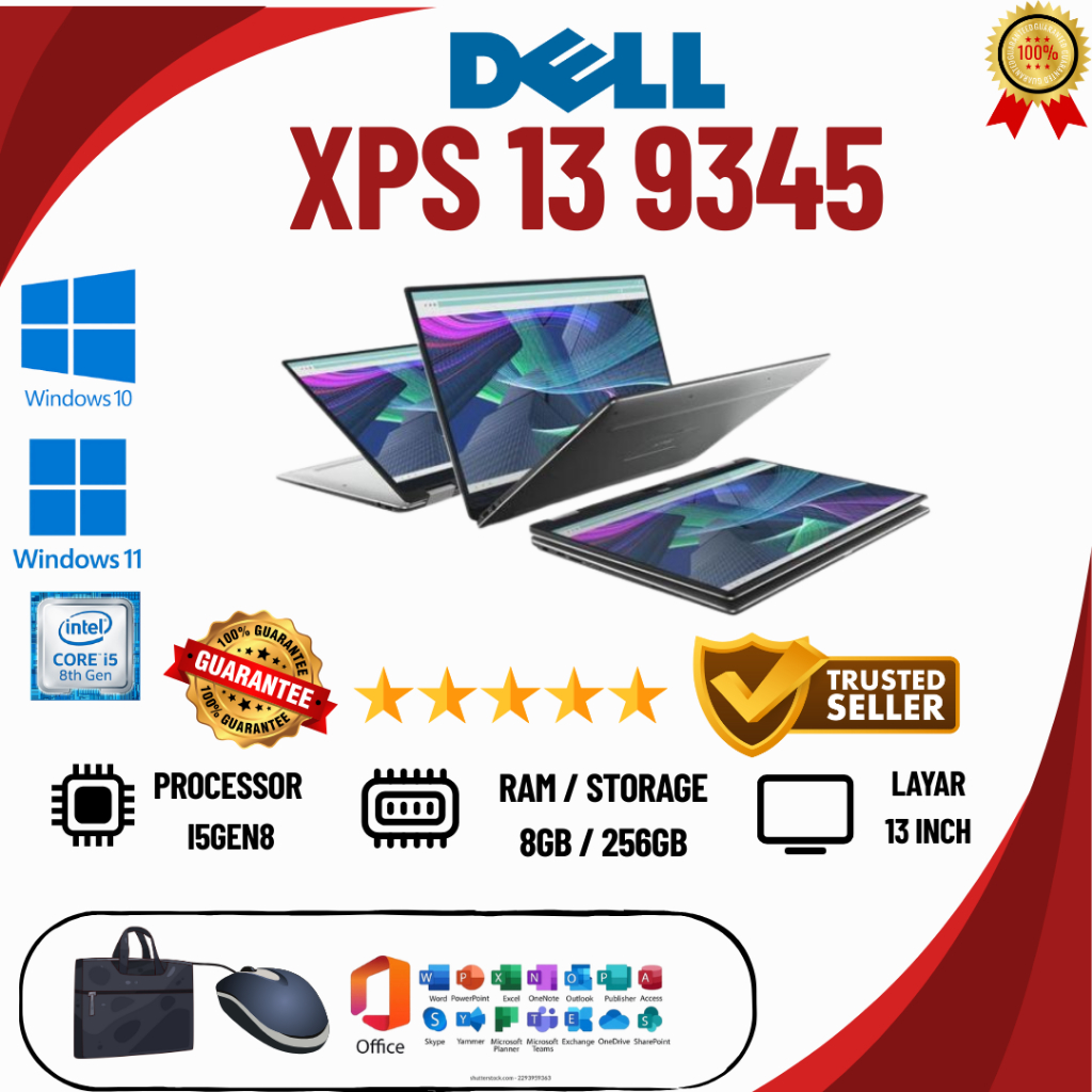 Laptop Premium Dell XPS 13 9365 Intel Core i7Gen8 | i5Gen8 | i7Gen7 | Ram 8GB / 16GB | SSD 256GB / 5
