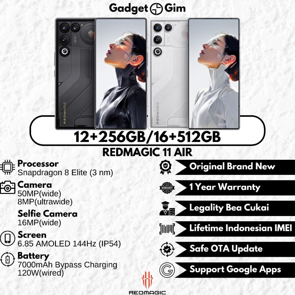 RedMagic 11 Air / Red Magic 11 Air 5G 16GB 512GB Snapdragon 8 Elite 144Hz 7000mAh 120W IP54 BNIB ORI