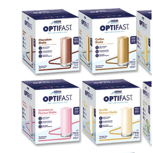 Nestle Optifast Very Low Calorie Diet Milk Shake Chocolate Strawberry Vanilla 12X53g