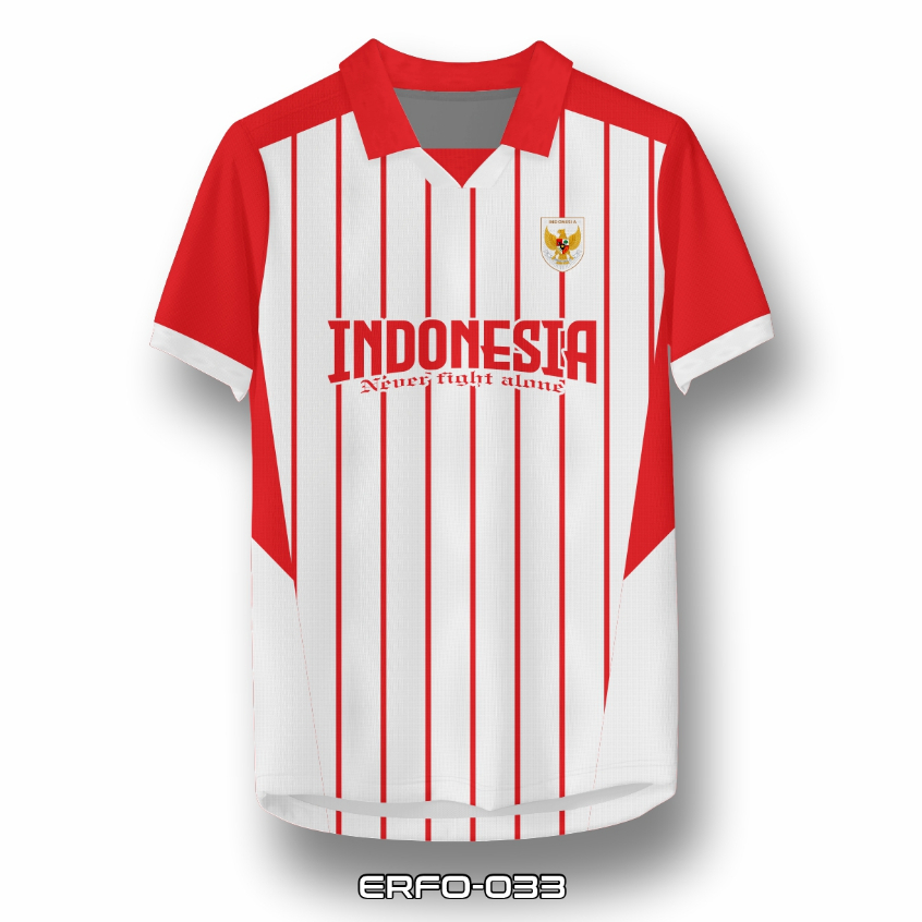 Jersey Timnas Indonesia Motif Garis Merah Putih ERFO-33 | Baju Bola Garuda Pria Dewasa