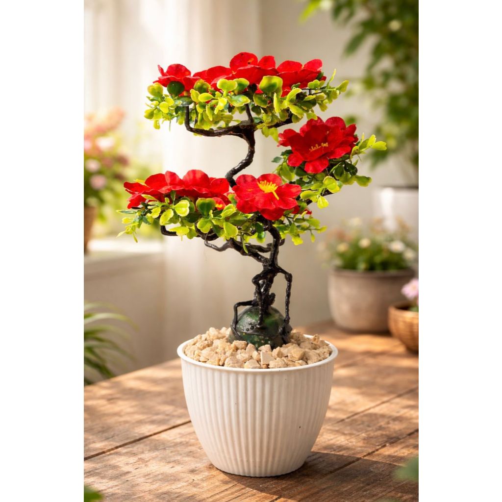 Bunga Oxilia Bonsai Hias Artificial Bunga Bonsai Plastik  Bunga Hias Sudut Ruangan Tinggi 38 cm