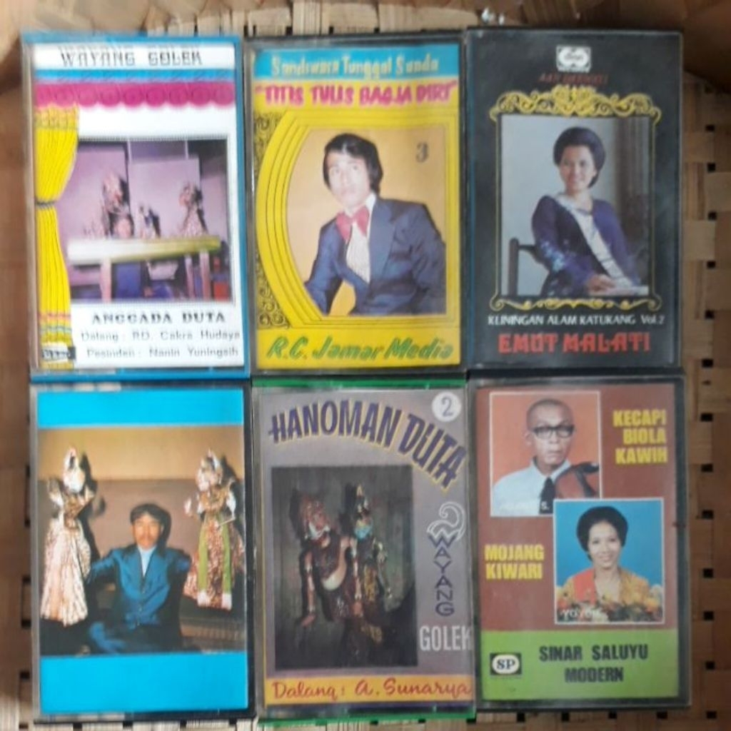 6 Unit Kaset Tape: Wayang Golek, Titis Tulis Bagja Diri, Kliningan Alam Katukang, Wayang Golek, Hano