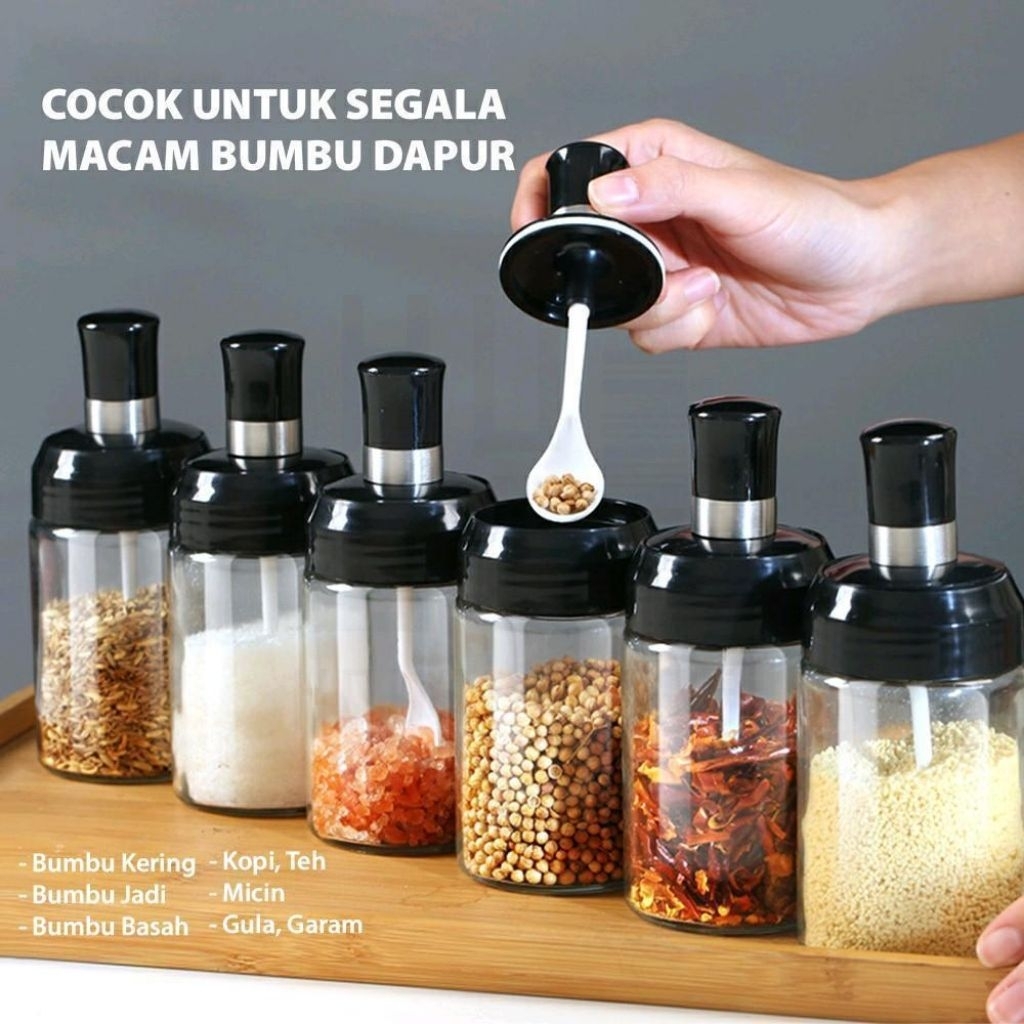 Botol Bumbu Dapur Kaca Botol Bumbu Toples Bumbu Dapur Botol Sendok Bumbu Dapur