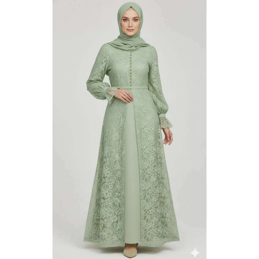 Gamis brokat modern terbaru, dress muslimah elegan warna lavender, gamis pesta premium full furing, 