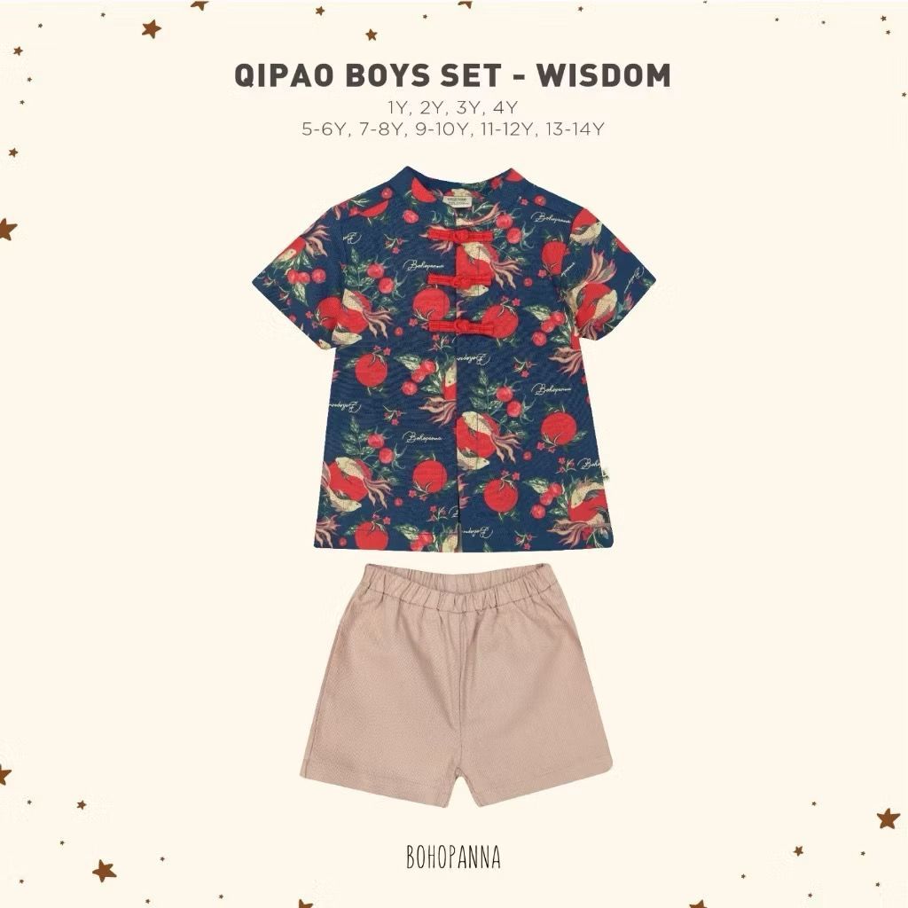 BOHOPANNA - QIPAO BOYS SET - Setelan Baju Imlek Anak Laki-Laki - Baju Imlek