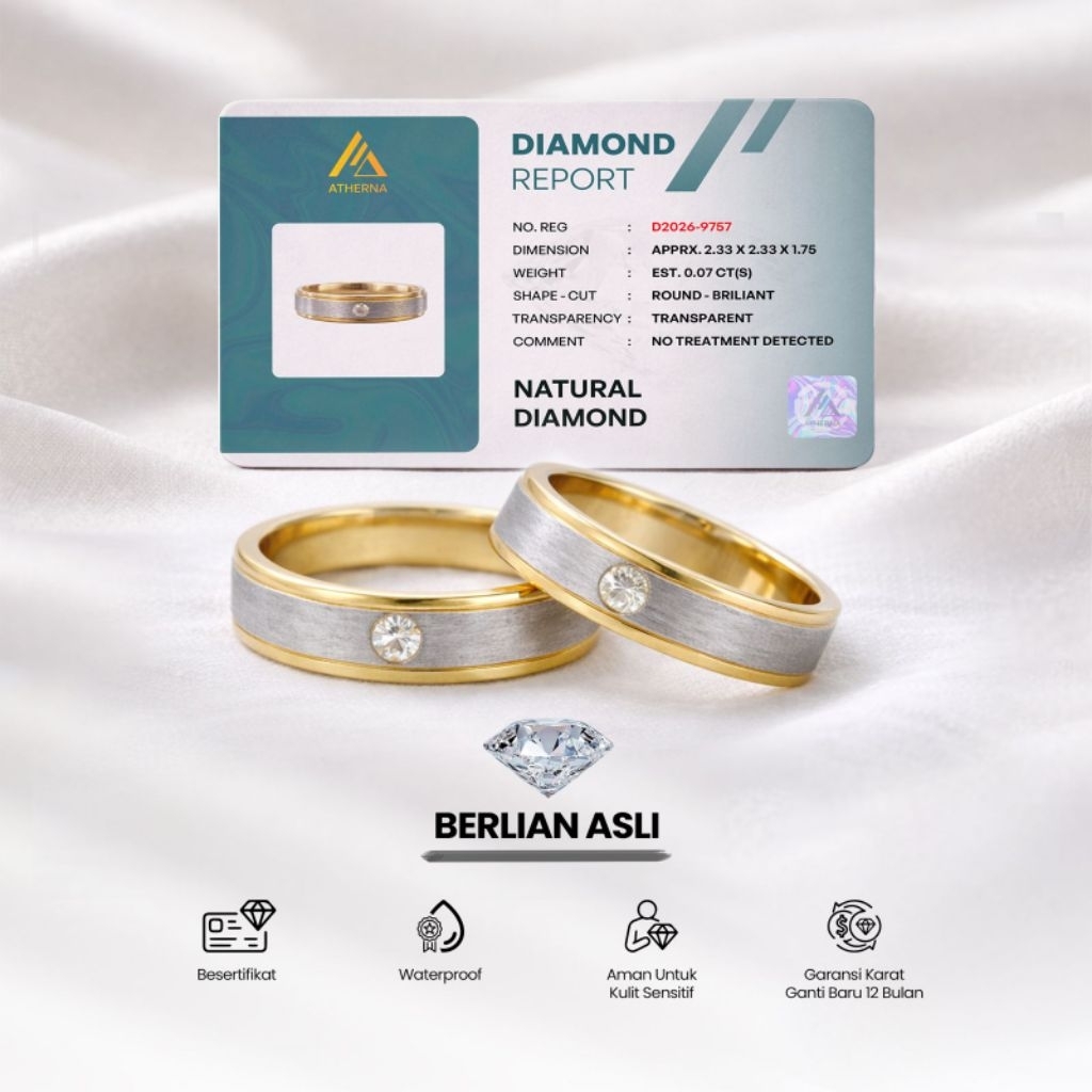 Cincin BERLIAN ASLI (FREE SERTIFIKAT) | Cincin Couple Tunangan Lamaran Nikah Anniversary
