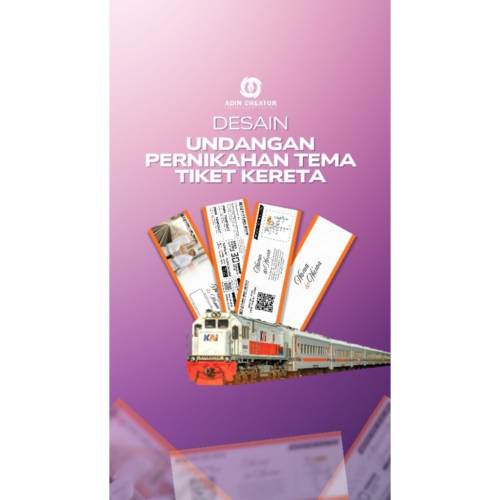 UNDANGAN PERNIKAHAN TEMA TIKET KERETA API