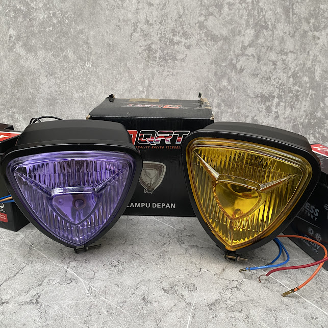 Lampu Depan Headlamp Segitiga Hitam Custom CB Japstyle StreetCub Chooper