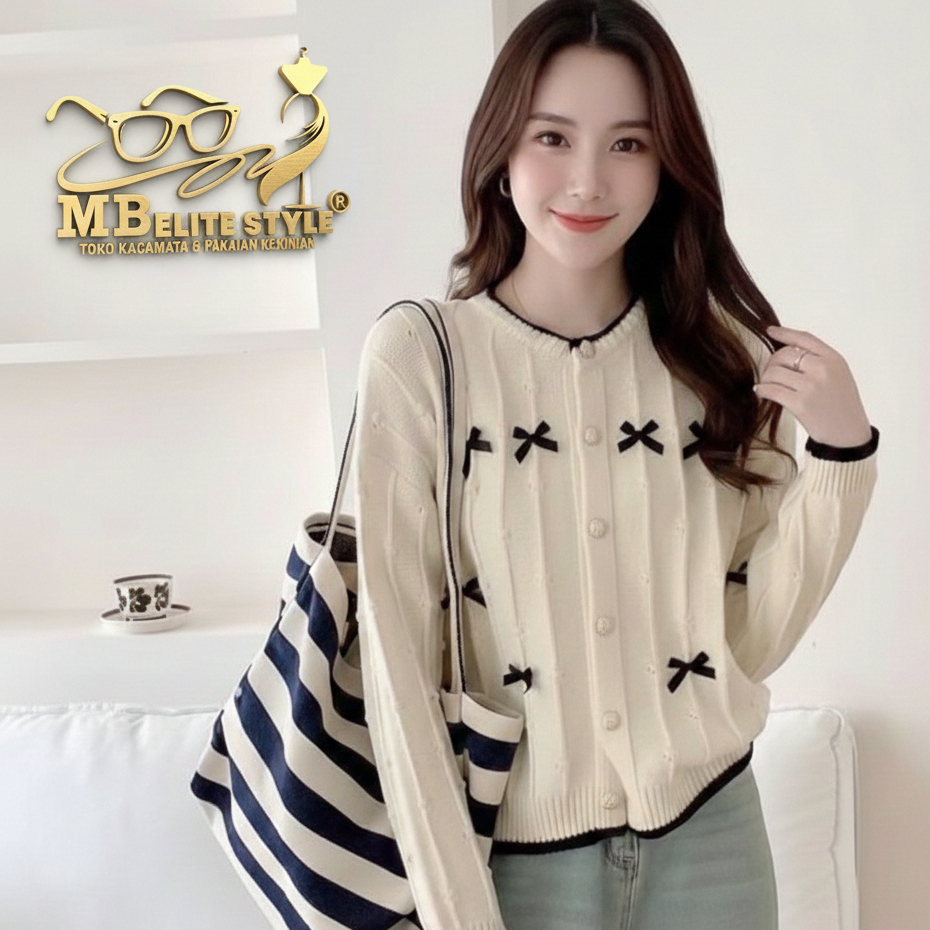 Pakaian Blouse Wanita Rajut Import Pita Timbul Premium