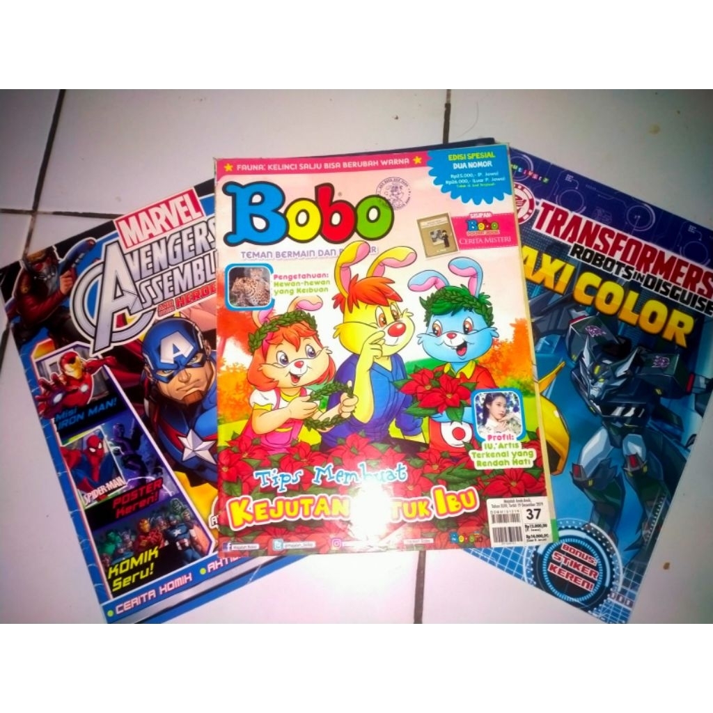 Preloved Buku Majalah dan Bergambar anak-anak Bobo Avengers Transformers