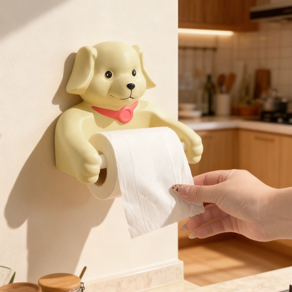 Rak Tisu Dinding Unik Lucu Anjing Kartun Gantungan Tisu Toilet Paper Roll Holder dekorasi