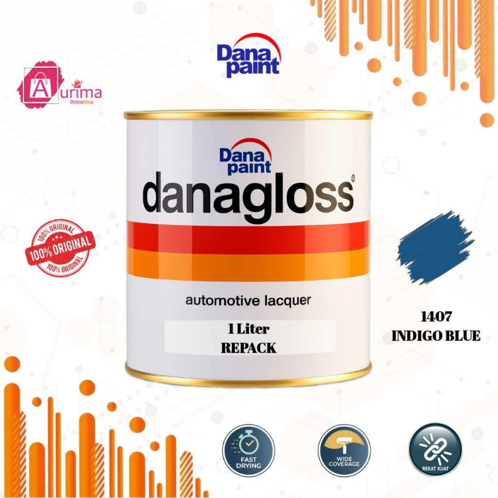 CAT DUCO DANA PAINT DANAGLOSS INDIGO BLUE - 1407 CAT MOBIL CAT PAGAR CAT KAYU MUDAH KERING REPACK