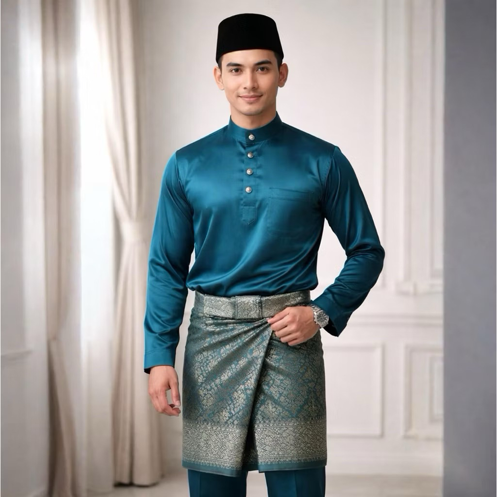 [fd.fshn](COD) baju teluk belanga pria melayu set premium satu set Koko Muslim Katun Dewasa Batik Mo