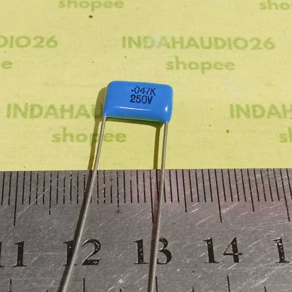 .047K 250V 10mm 473 250V mylar  kapasitor 47nf 47n milar capacitor 47 nf  n BIRU 473K 250V