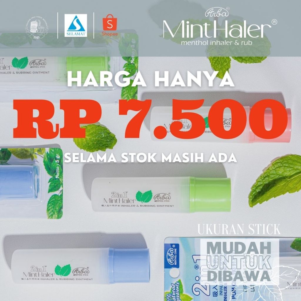 menthol MintHaler arba Stick 3gr - inhaler dan obat gosok