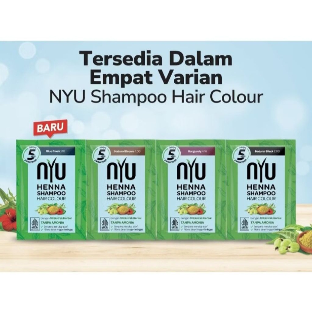 Nyu Henna Shampo Hair Colour | Pewarna Rambut Alami | Semir Shampo