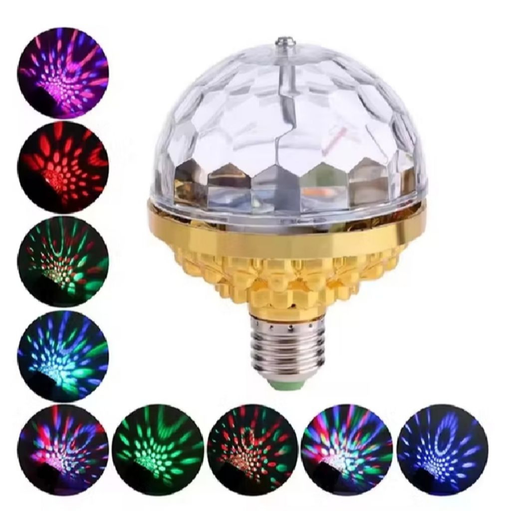 LAMPU DISCO LED EMAS PUTAR OTOMATIS WARNA WARNI/LAMPU PESTA WARNA WARNI