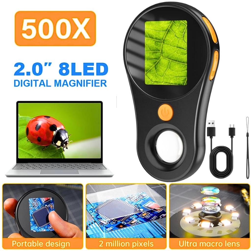 MALL MINGYANG Mikroskop Digital 500X 1080p LED + Kaca Pembesar Repair MG500