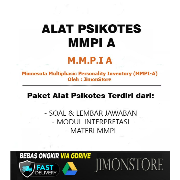 Alat Tes Psikologi Psikotes MMPI A MMPI-A