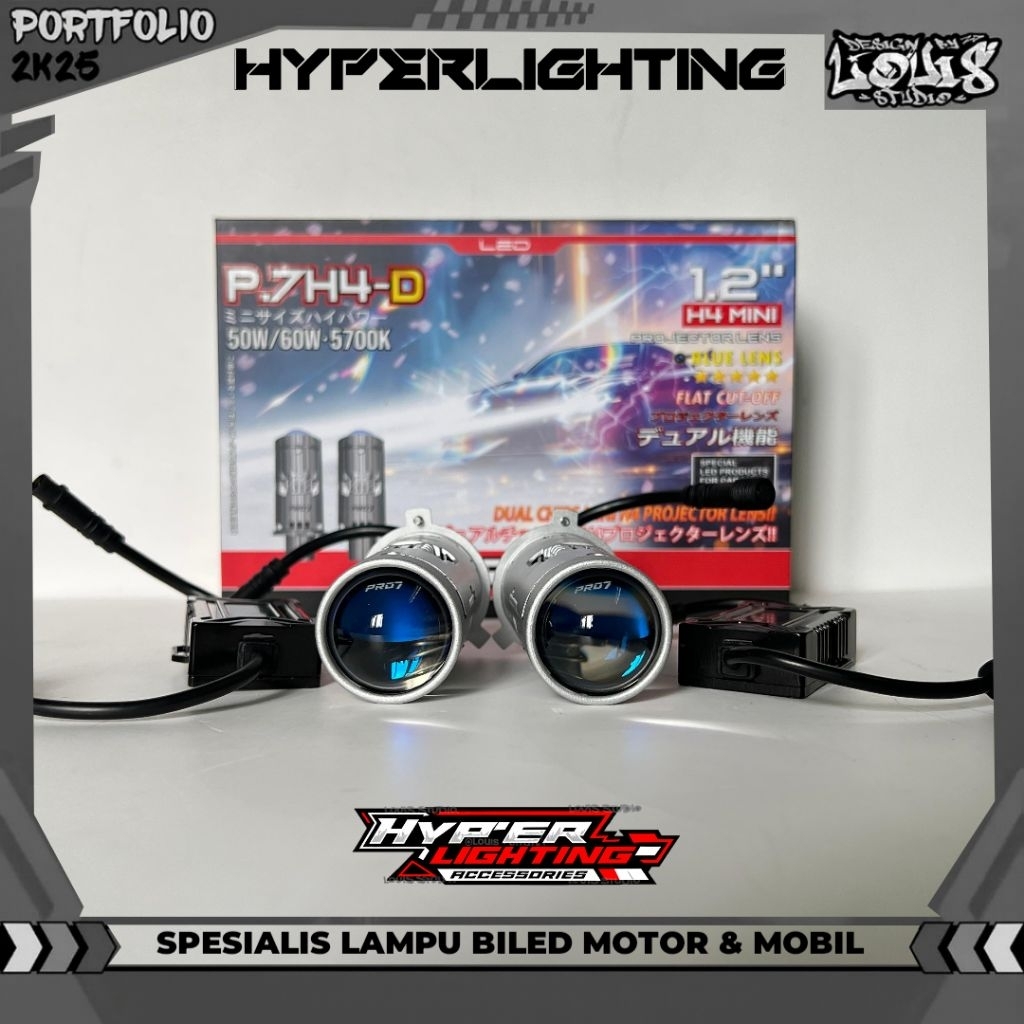 PRO7 P7H4D MINI BILED H4 OCP 50/60 PLAT CUTOF-OFF PROJECTOR LENS P.7H4-D SUPERTERANG