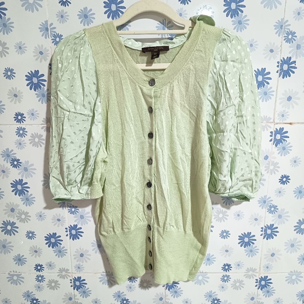 Louis Vuitton Paris Top Cardigan Short Blouse Motif Wanita