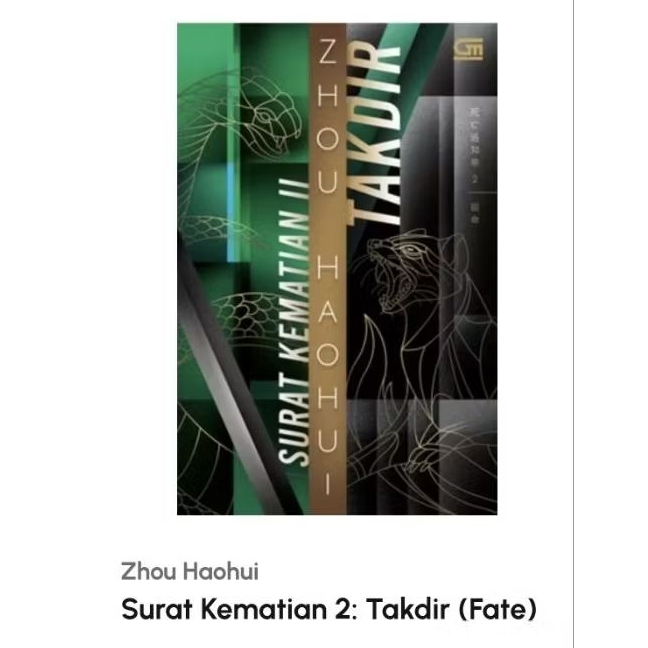 Novel Surat Kematian Vol 02 : Takdir (Fate) - Zhou Haohui Orignal Gramedia