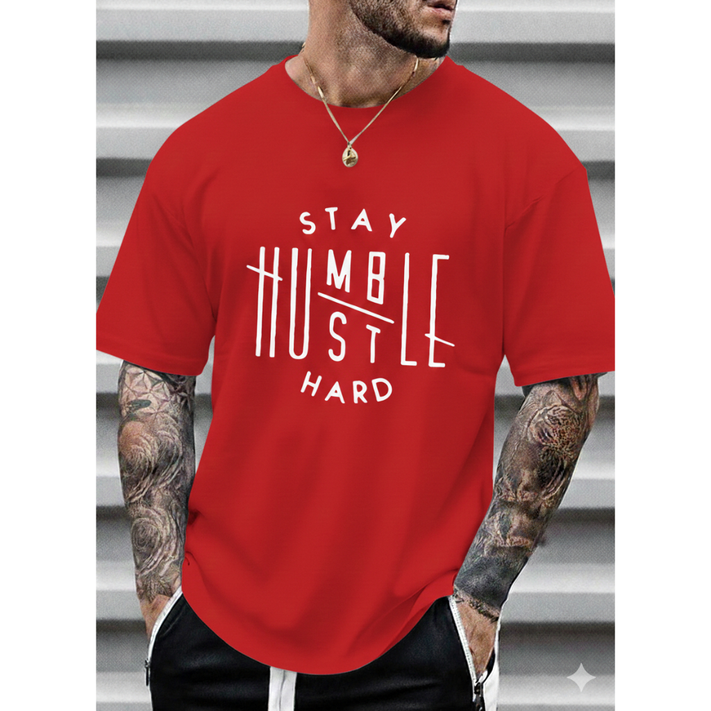 Kaos Distro SIZE JUMBO M - 6XL BIGSIZE PREMIUM  Sablon STAY HARD Terbaru Pria/ Wanita Unisex Catton 