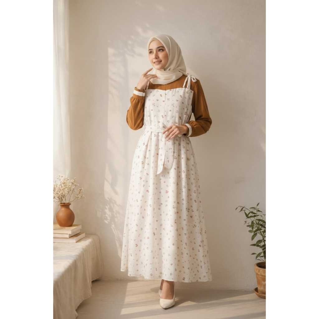 Hagia Overall Dress Gamis Bunga Hagia