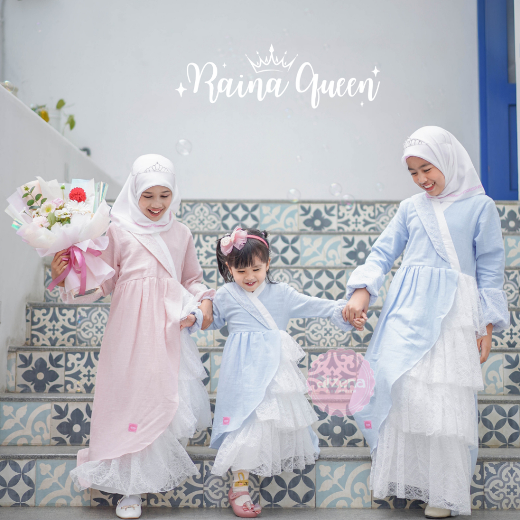Alzena Kids Moslem - Pre Order Baju Raya Anak Muslim 2026 | Raya Series Dress Raina Queen